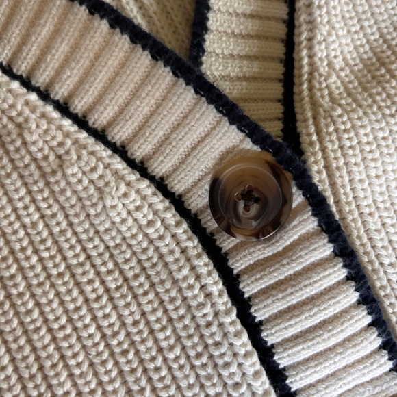 Old Navy Cream Cardigan with Black Trim - Picture 3 of 7
